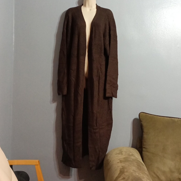 Shein Plus drop shoulder open front split hem cardigan 2xl - Picture 3 of 17